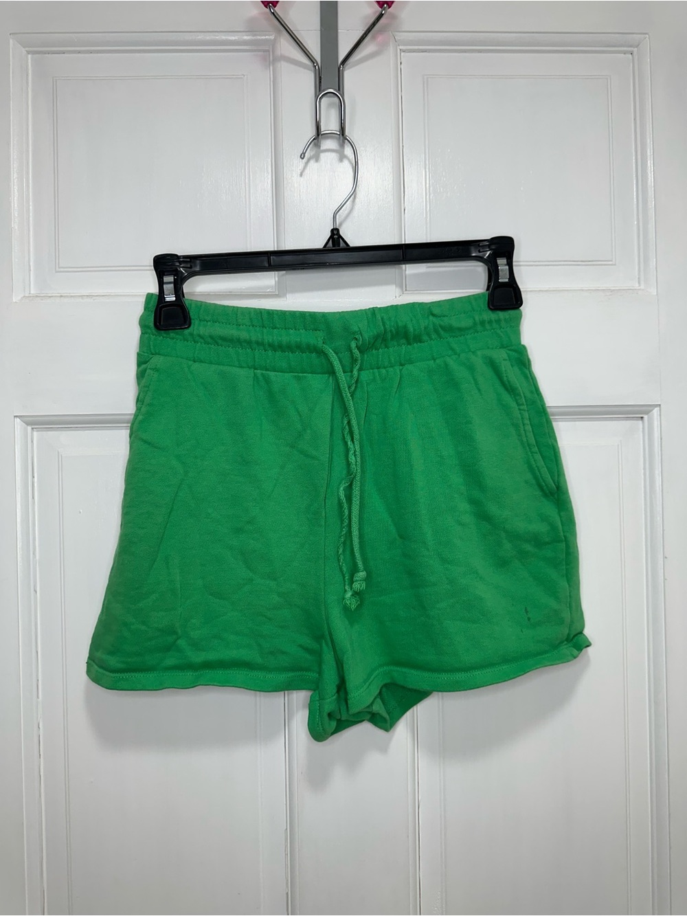 Zara High Waisted Sweat Shorts in Green Size Small Drawstring Loungewear